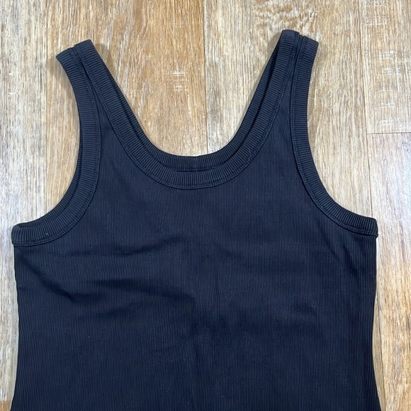 Everlane The Ribbed Tank Dress Black Women's Size Large Midi Organic Cotton EUC - Picture 4 of 12